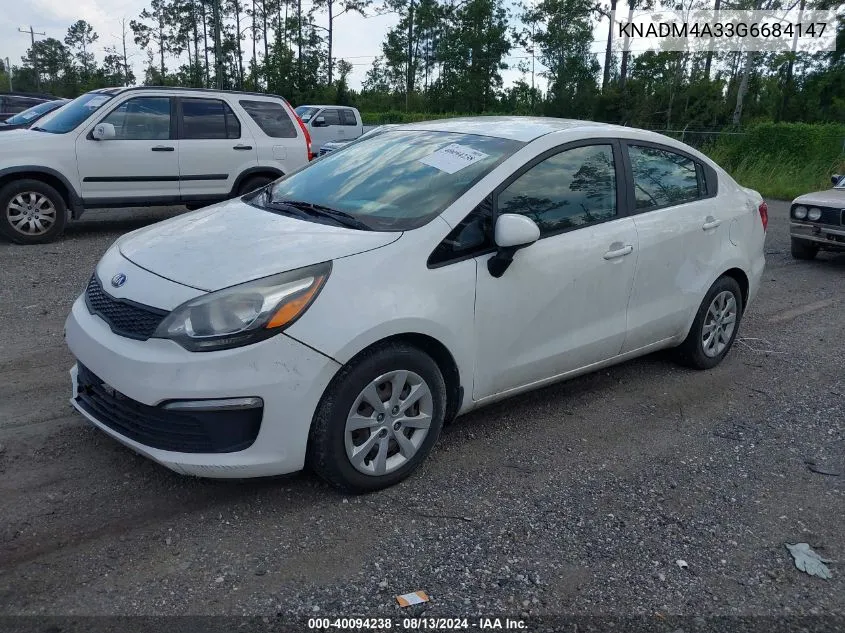 2016 Kia Rio Lx VIN: KNADM4A33G6684147 Lot: 40094238