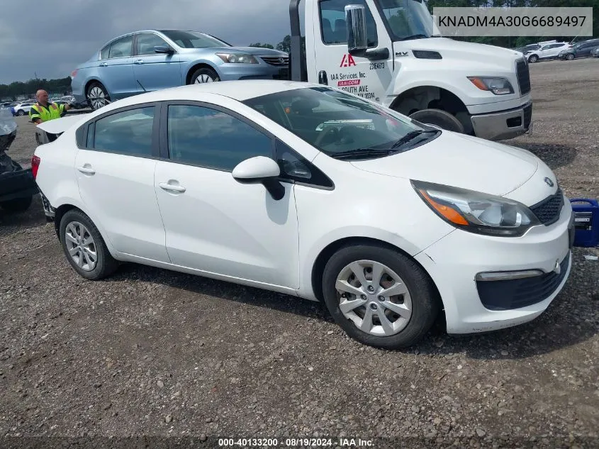 2016 Kia Rio Lx VIN: KNADM4A30G6689497 Lot: 40133200