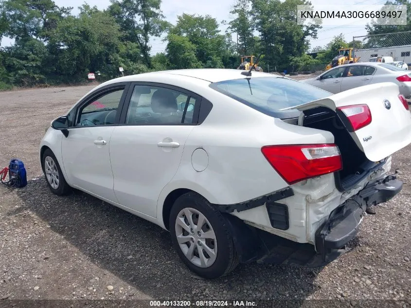 2016 Kia Rio Lx VIN: KNADM4A30G6689497 Lot: 40133200