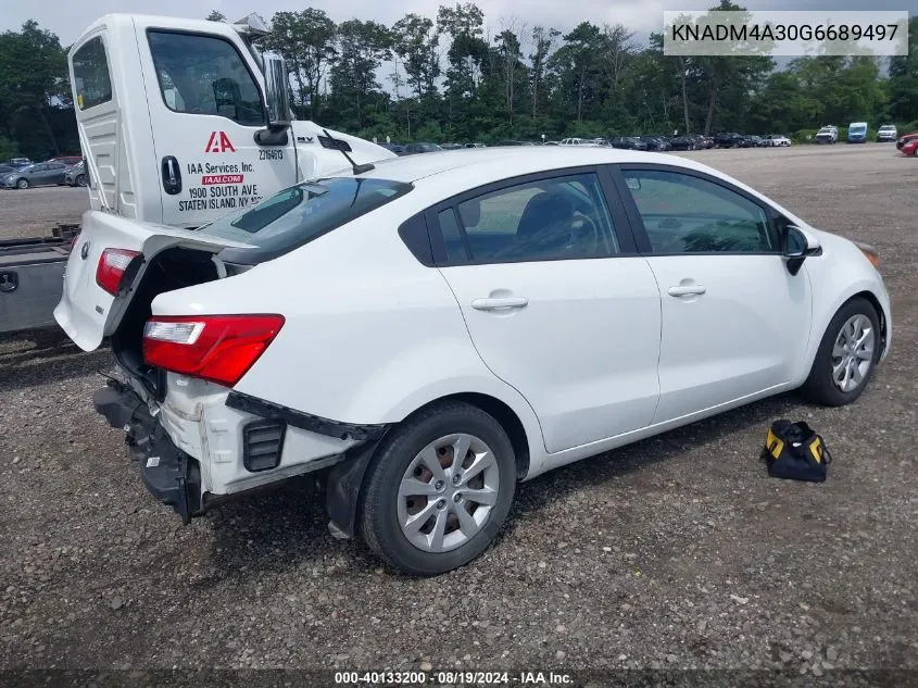 2016 Kia Rio Lx VIN: KNADM4A30G6689497 Lot: 40133200