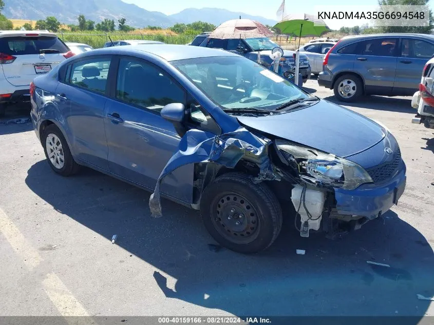 2016 Kia Rio Lx VIN: KNADM4A35G6694548 Lot: 40159166