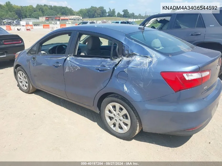 2016 Kia Rio Lx VIN: KNADM4A34G6544592 Lot: 40197254