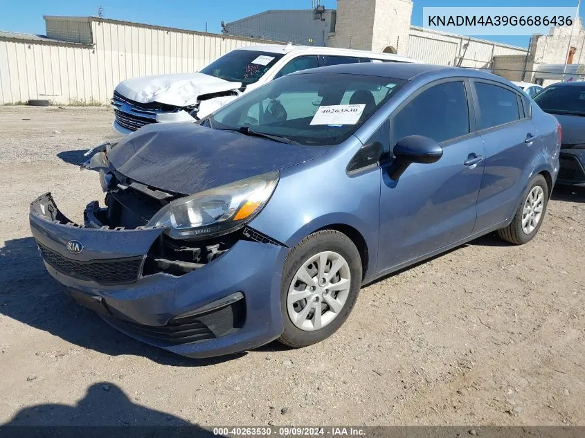 2016 Kia Rio Lx VIN: KNADM4A39G6686436 Lot: 40263530