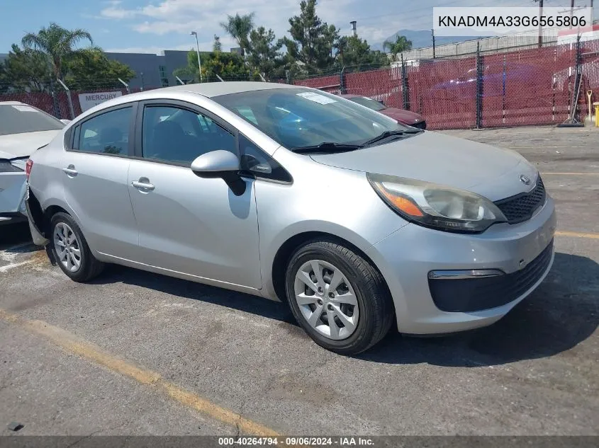 2016 Kia Rio Lx VIN: KNADM4A33G6565806 Lot: 40264794