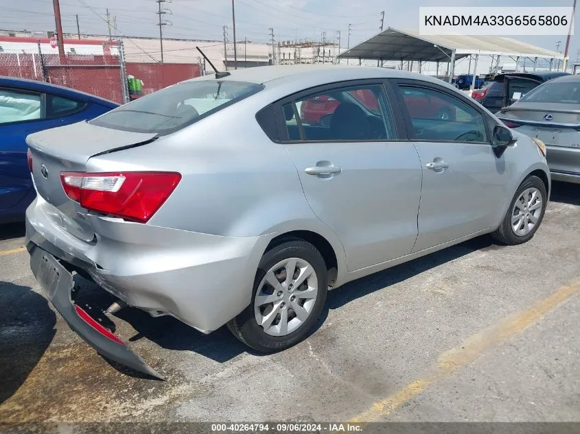 2016 Kia Rio Lx VIN: KNADM4A33G6565806 Lot: 40264794