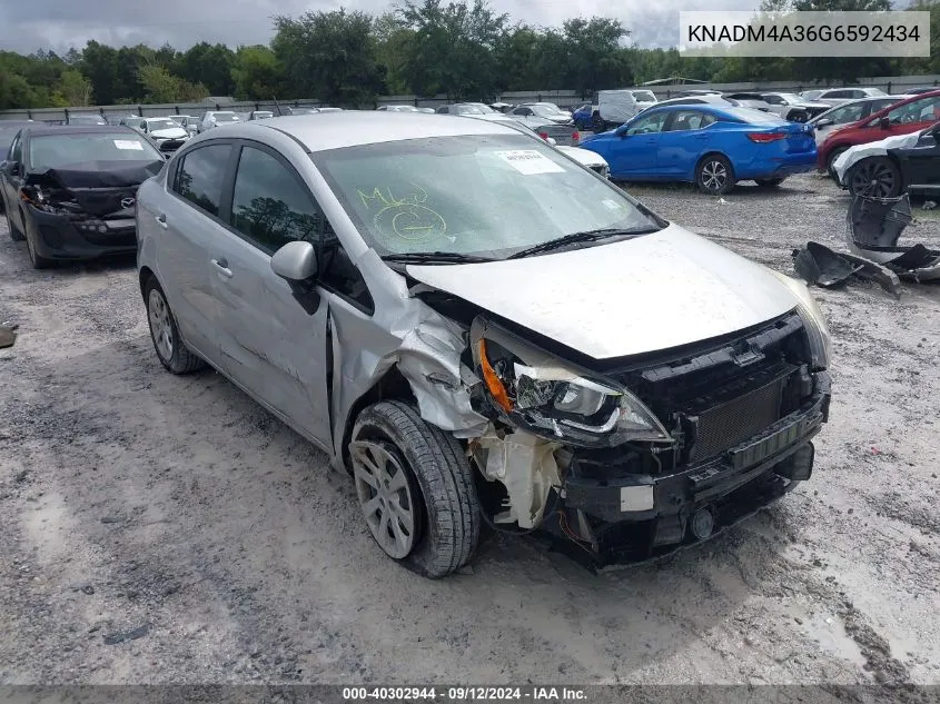 2016 Kia Rio Lx VIN: KNADM4A36G6592434 Lot: 40302944