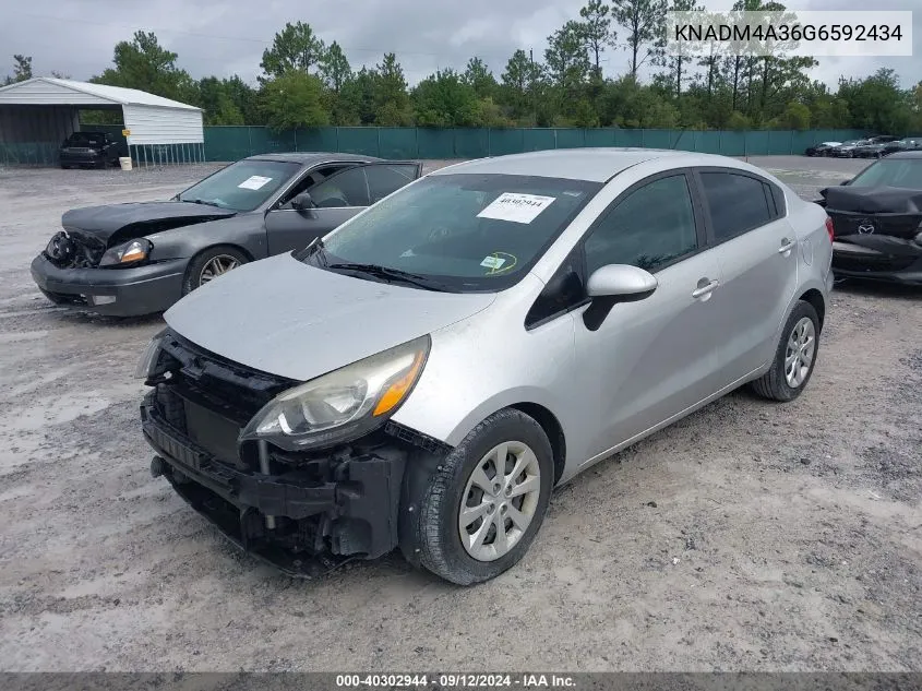 2016 Kia Rio Lx VIN: KNADM4A36G6592434 Lot: 40302944