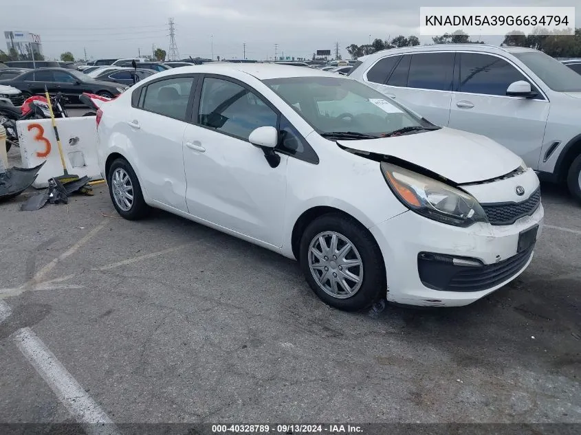 KNADM5A39G6634794 2016 Kia Rio Ex/Lx/Sx