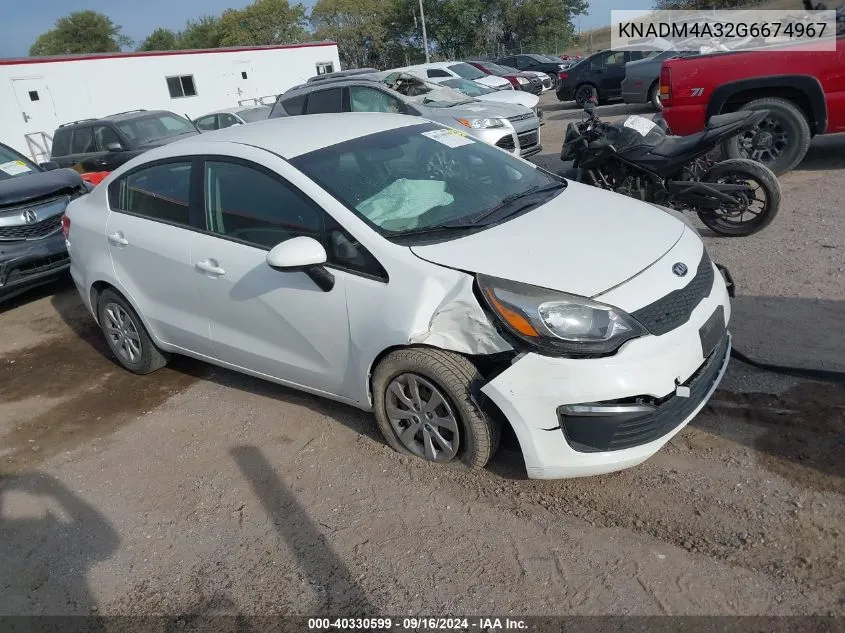 2016 Kia Rio Lx VIN: KNADM4A32G6674967 Lot: 40534676