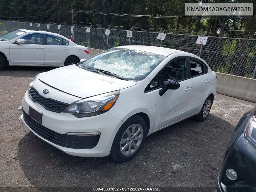 2016 Kia Rio Lx VIN: KNADM4A3XG6695338 Lot: 40337092