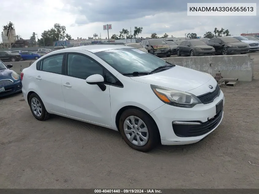 2016 Kia Rio Lx VIN: KNADM4A33G6565613 Lot: 40401440