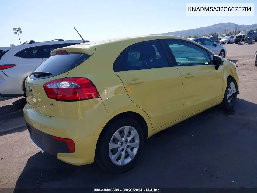 2016 Kia Rio Lx VIN: KNADM5A32G6675784 Lot: 40406599