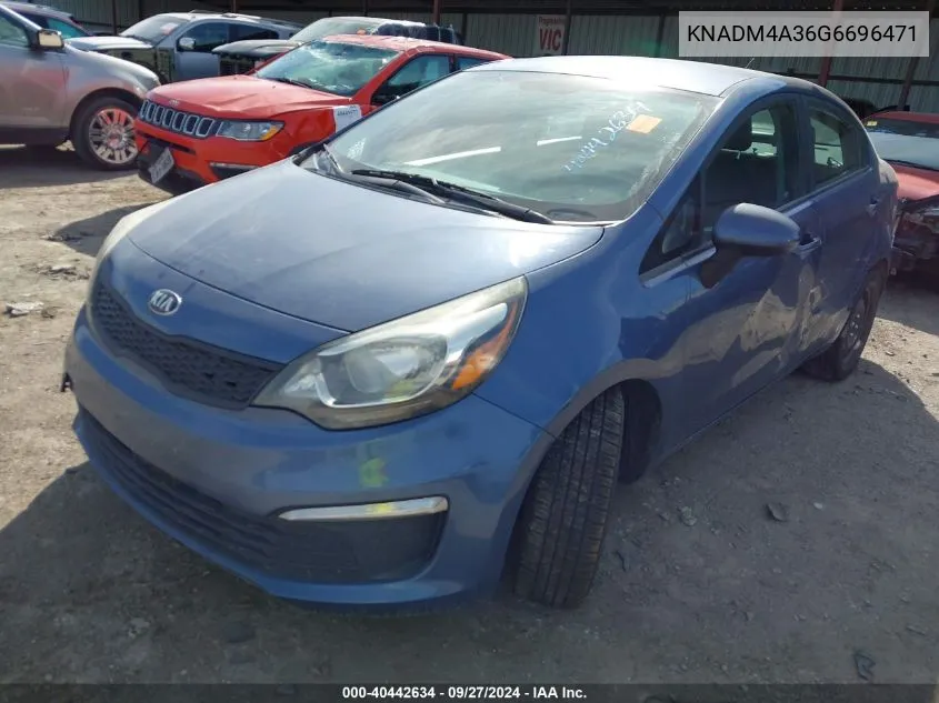 2016 Kia Rio Lx VIN: KNADM4A36G6696471 Lot: 40442634