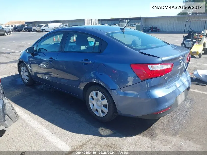 2016 Kia Rio Lx VIN: KNADM4A32G6692014 Lot: 40450459