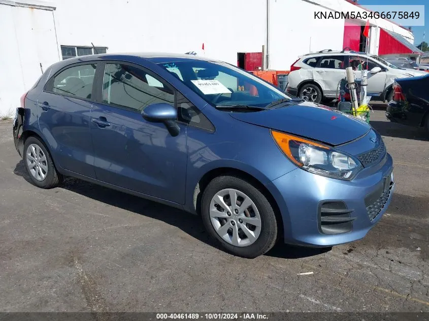 2016 Kia Rio Lx VIN: KNADM5A34G6675849 Lot: 40461489