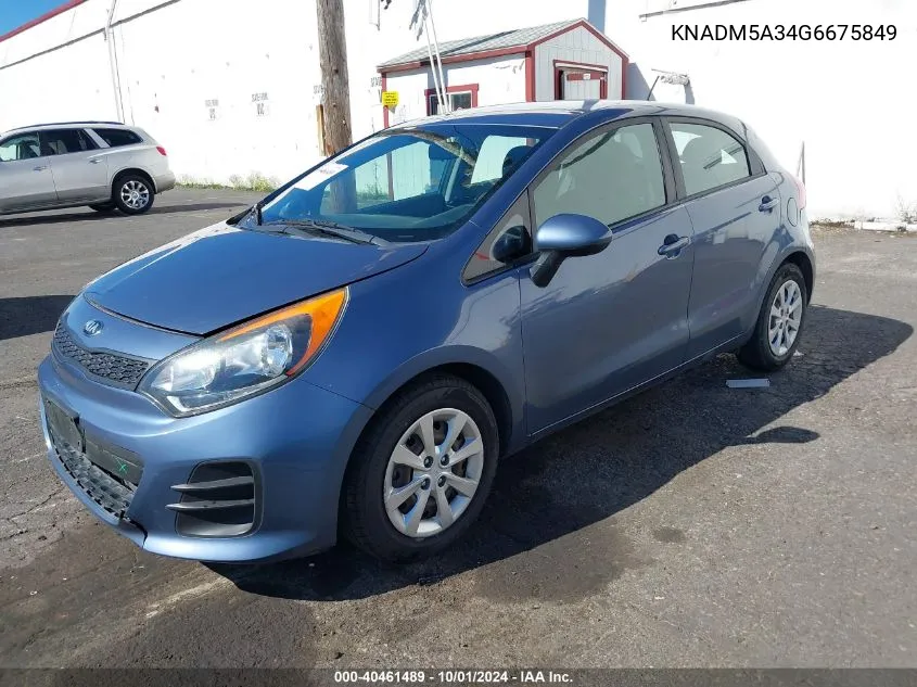 2016 Kia Rio Lx VIN: KNADM5A34G6675849 Lot: 40461489