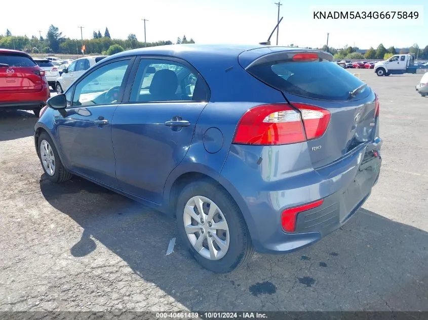 2016 Kia Rio Lx VIN: KNADM5A34G6675849 Lot: 40461489