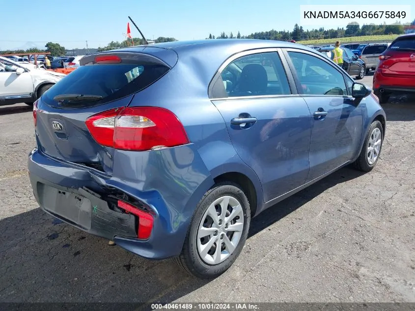 2016 Kia Rio Lx VIN: KNADM5A34G6675849 Lot: 40461489