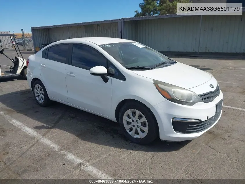 2016 Kia Rio Lx VIN: KNADM4A38G6601179 Lot: 40463099