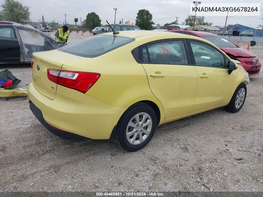 2016 Kia Rio Lx VIN: KNADM4A3XG6678264 Lot: 40465951