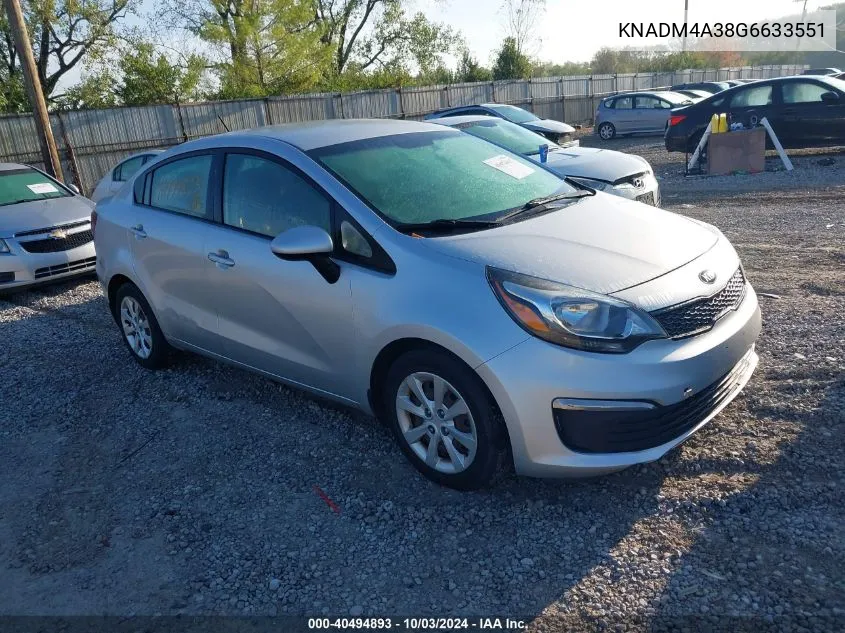 2016 Kia Rio Lx VIN: KNADM4A38G6633551 Lot: 40494893