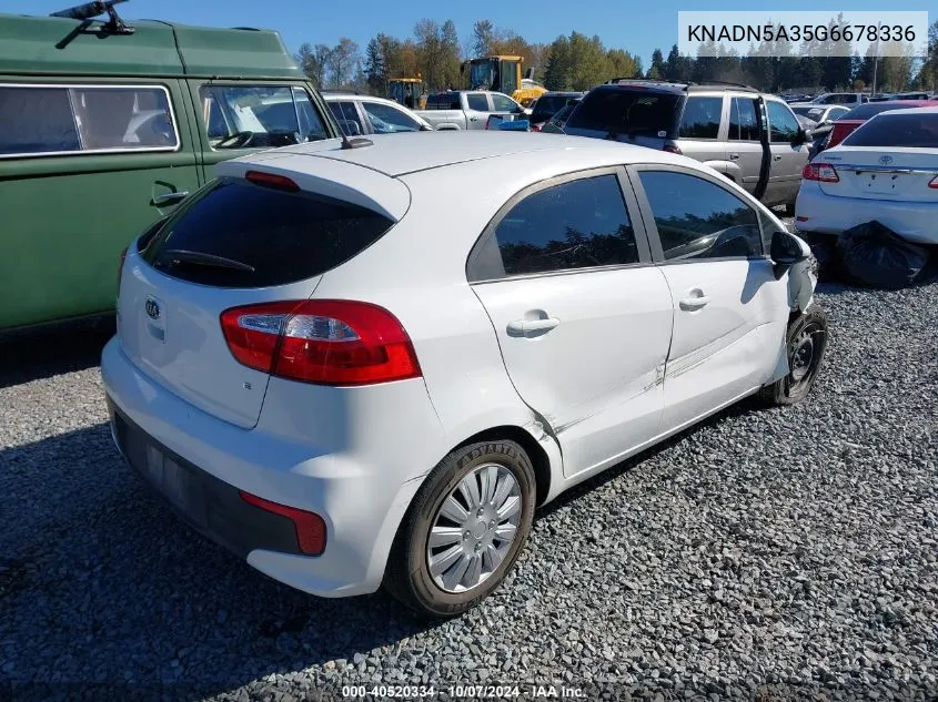 2016 Kia Rio Ex VIN: KNADN5A35G6678336 Lot: 40520334