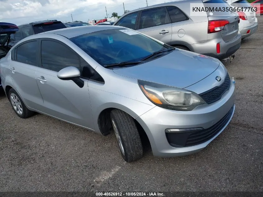 2016 Kia Rio Lx VIN: KNADM4A35G6647763 Lot: 40526912