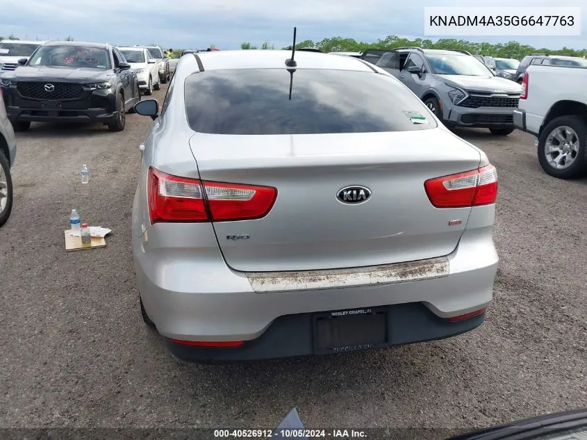 2016 Kia Rio Lx VIN: KNADM4A35G6647763 Lot: 40526912