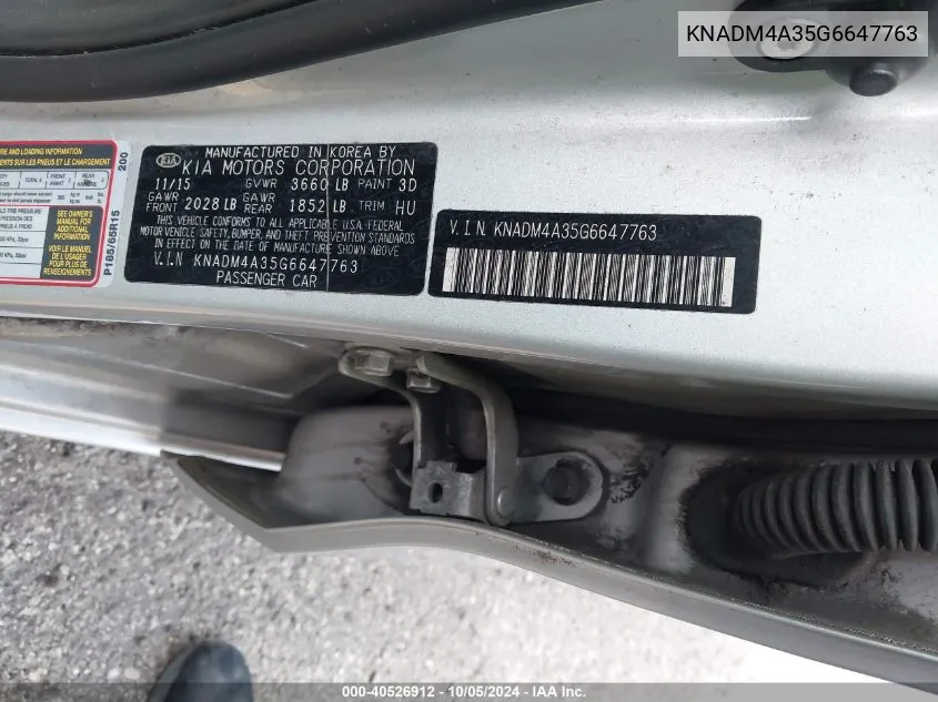 KNADM4A35G6647763 2016 Kia Rio Lx