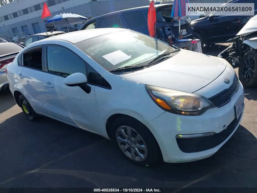 2016 Kia Rio Lx VIN: KNADM4A3XG6541809 Lot: 40535834