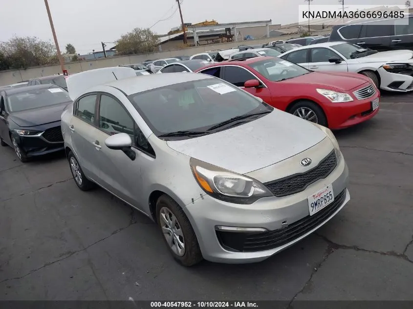 2016 Kia Rio Lx VIN: KNADM4A36G6696485 Lot: 40547952