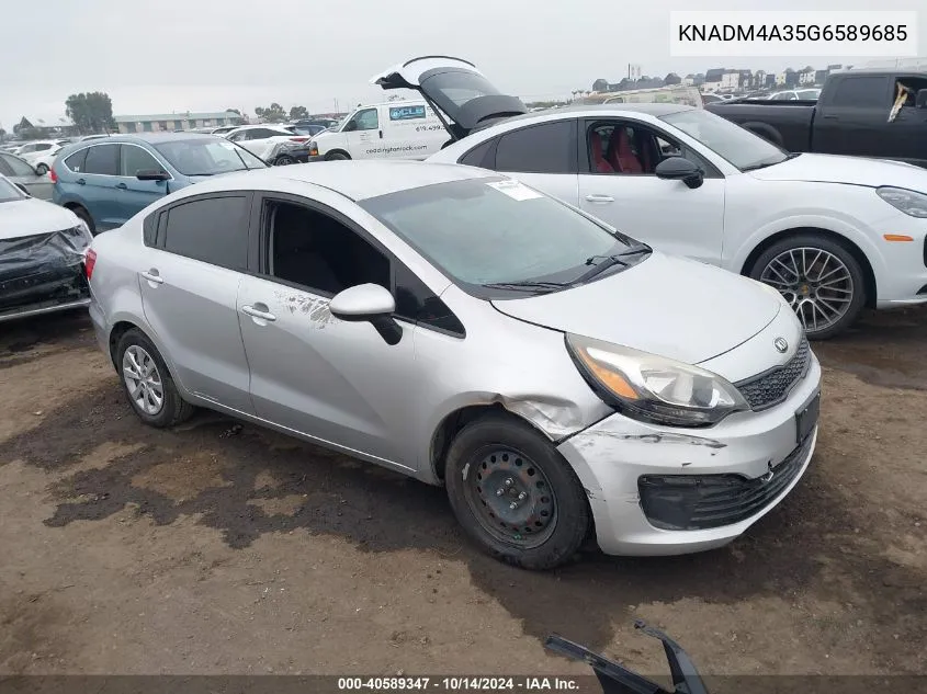 2016 Kia Rio Lx VIN: KNADM4A35G6589685 Lot: 40589347