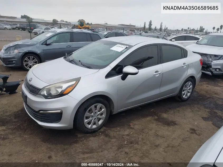 2016 Kia Rio Lx VIN: KNADM4A35G6589685 Lot: 40589347