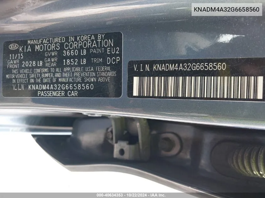 KNADM4A32G6658560 2016 Kia Rio Lx