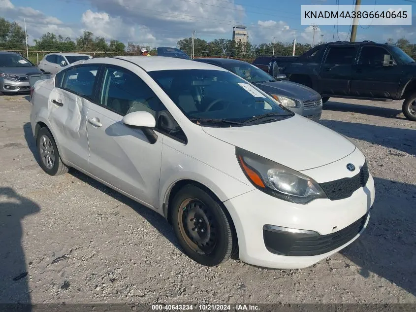 2016 Kia Rio Lx VIN: KNADM4A38G6640645 Lot: 40643234