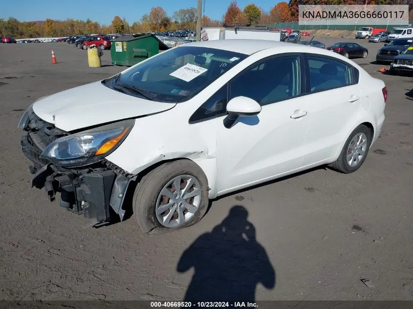 2016 Kia Rio Lx VIN: KNADM4A36G6660117 Lot: 40669520