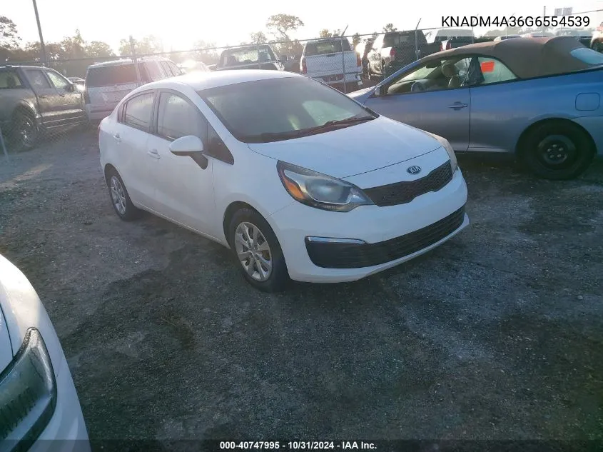 2016 Kia Rio Lx VIN: KNADM4A36G6554539 Lot: 40747995