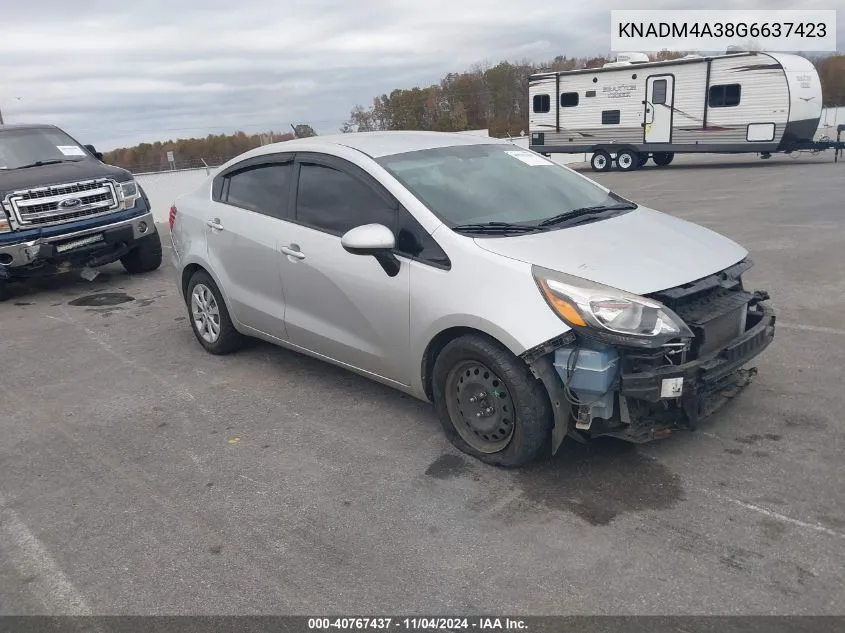 2016 Kia Rio Lx VIN: KNADM4A38G6637423 Lot: 40767437