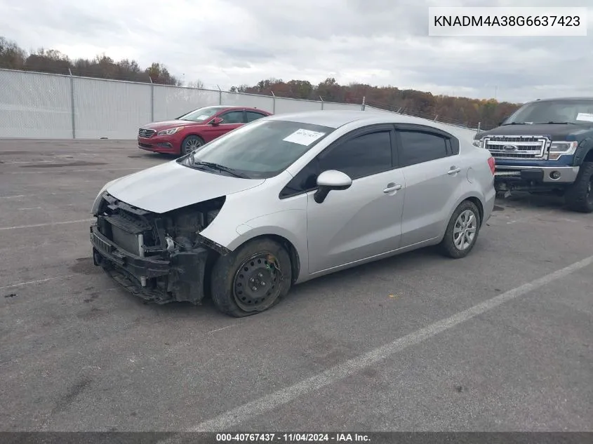 2016 Kia Rio Lx VIN: KNADM4A38G6637423 Lot: 40767437