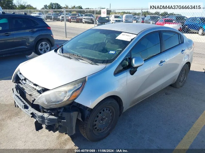 2016 Kia Rio Lx VIN: KNADM4A37G6663415 Lot: 40791069