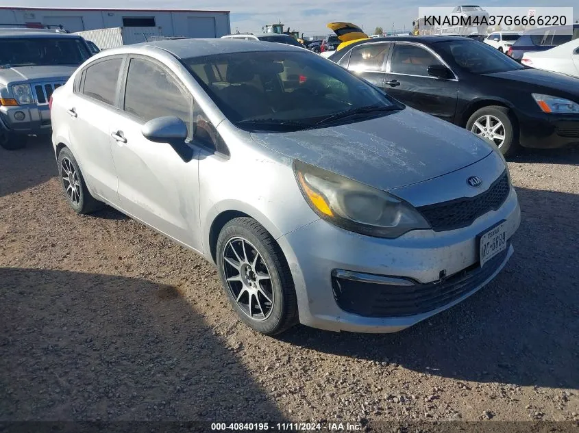 2016 Kia Rio Lx VIN: KNADM4A37G6666220 Lot: 40840195