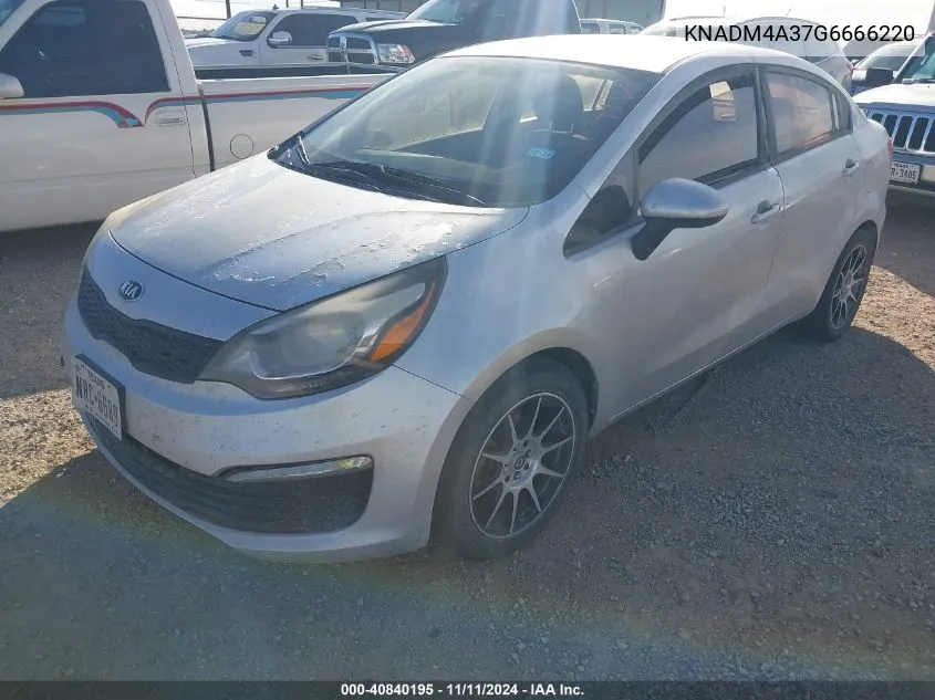 2016 Kia Rio Lx VIN: KNADM4A37G6666220 Lot: 40840195