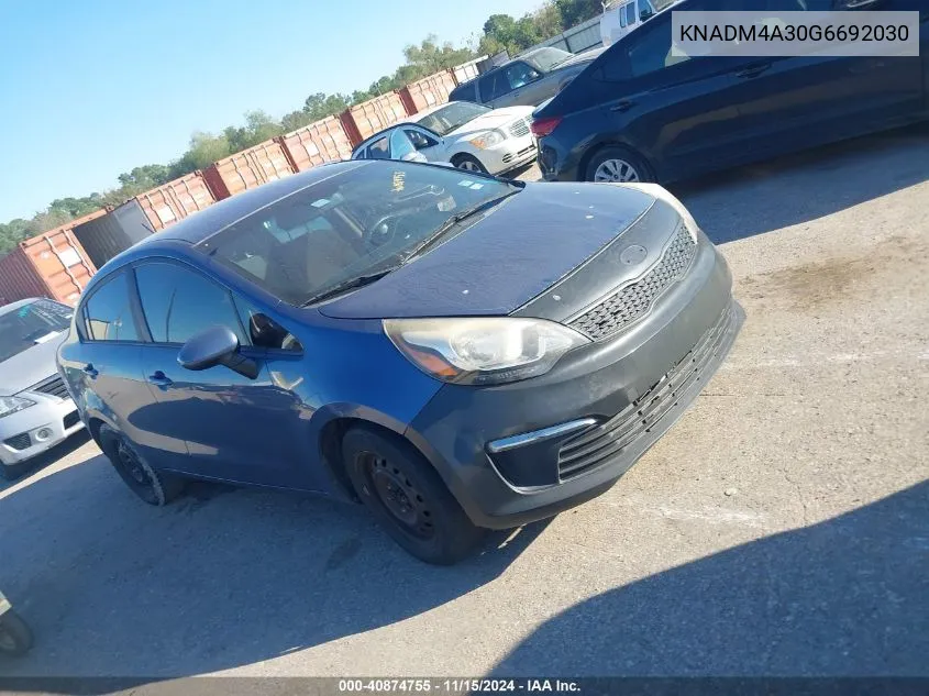 2016 Kia Rio Lx VIN: KNADM4A30G6692030 Lot: 40874755