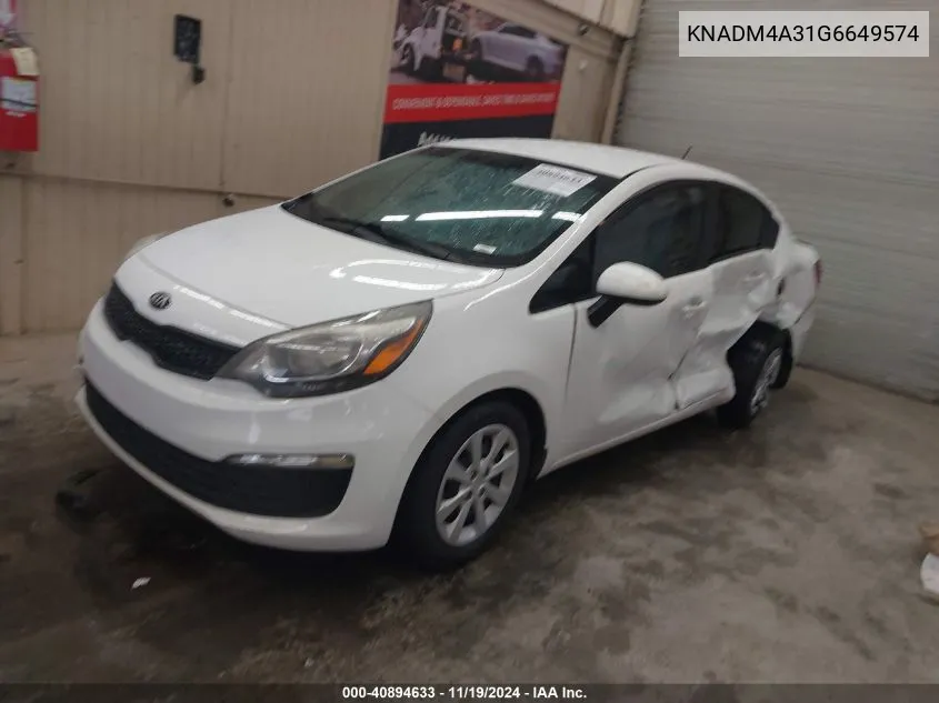 2016 Kia Rio Lx VIN: KNADM4A31G6649574 Lot: 40894633