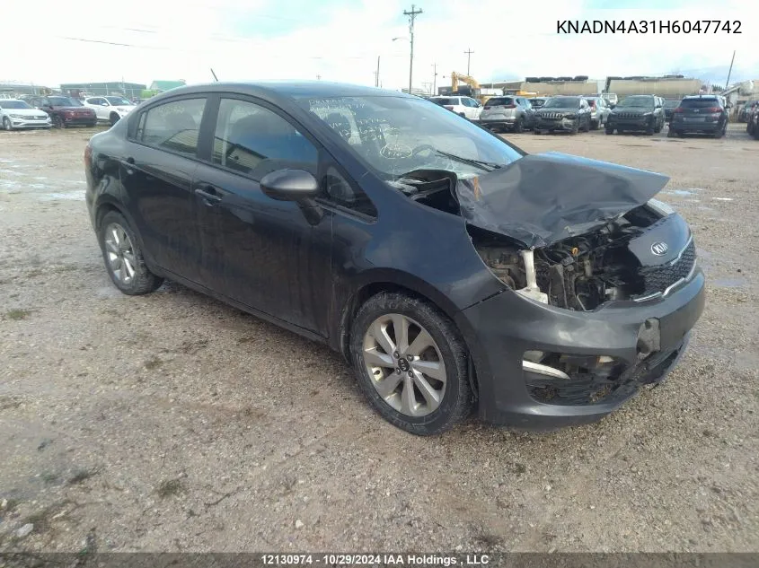 2017 Kia Rio VIN: KNADN4A31H6047742 Lot: 12130974