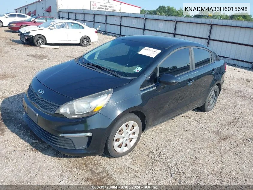 2017 Kia Rio Lx VIN: KNADM4A33H6015698 Lot: 39723484