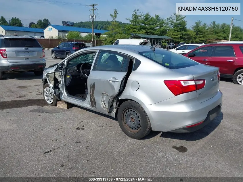 2017 Kia Rio Lx VIN: KNADM4A33H6120760 Lot: 39919739