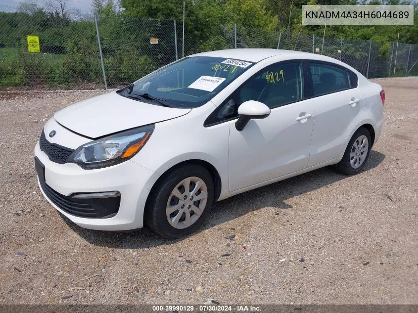 2017 Kia Rio Lx VIN: KNADM4A34H6044689 Lot: 39990129