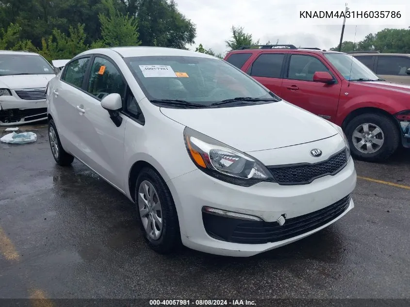 2017 Kia Rio Lx VIN: KNADM4A31H6035786 Lot: 40057981