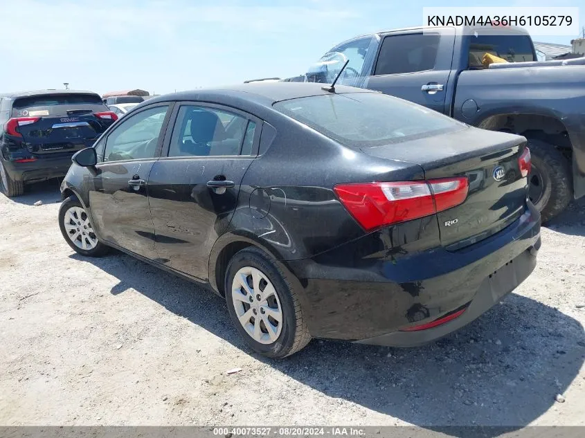 2017 Kia Rio Lx VIN: KNADM4A36H6105279 Lot: 40073527